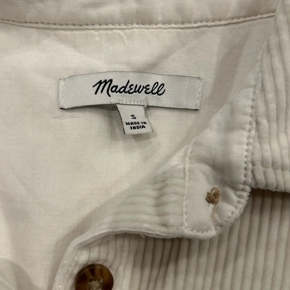 Madewell Womens Corduroy Mini Shirtdress Pockets Lighthouse Ivory Size Small